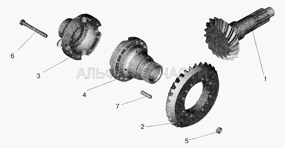 Редуктор заднего моста. Шестерни ведущая и ведомая (комплект для запчастей)  
