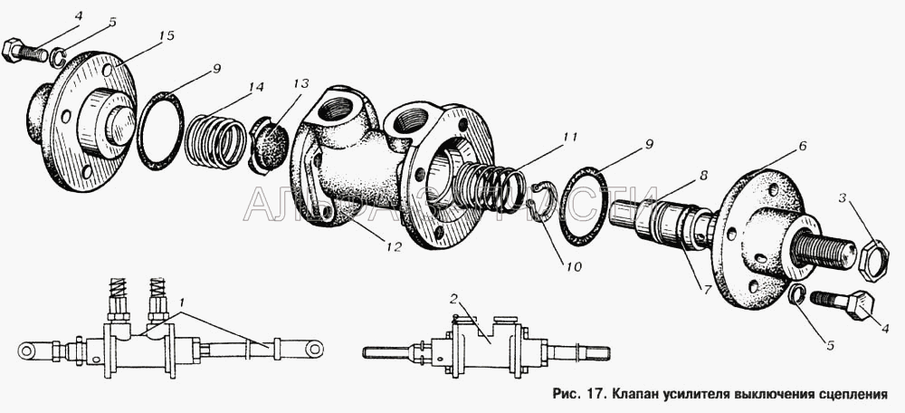 Клапан усилителя выключения сцепления  