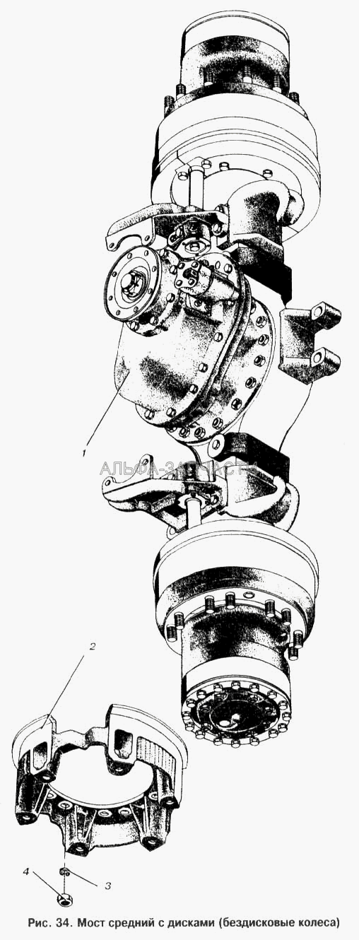 Мост средний с дисками (бездисковые колеса)  