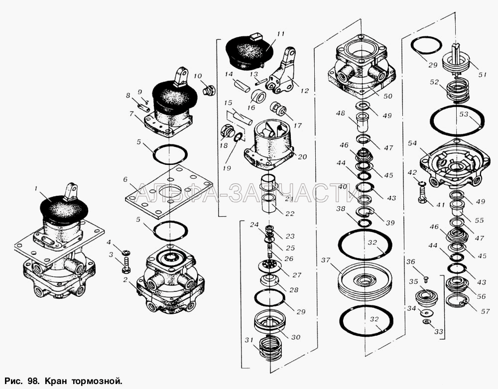 Кран тормозной (100-3514013 Кольцо) 