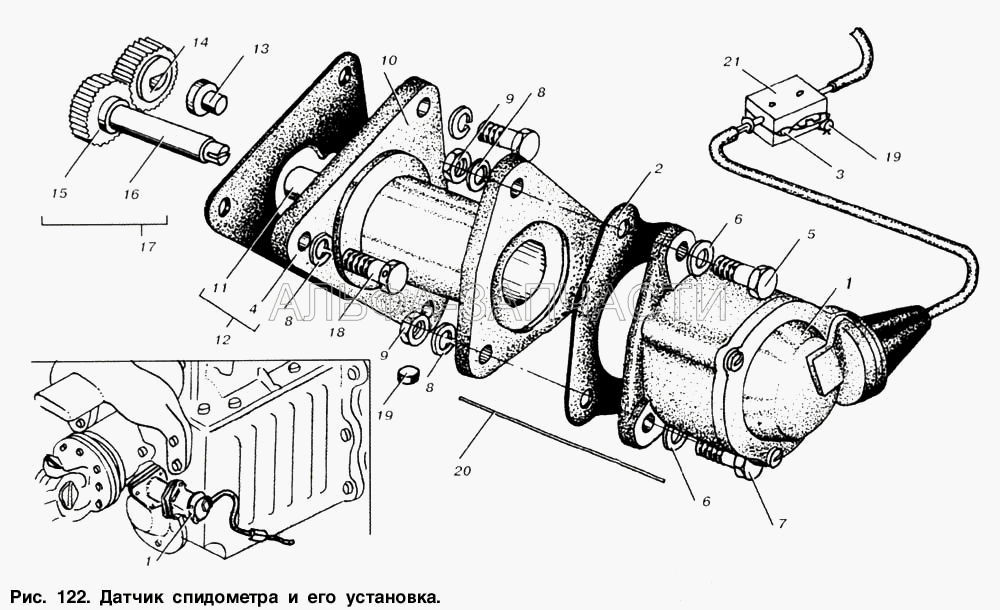 Датчик спидометра и его установка (500-3802043-20 Фланец) 