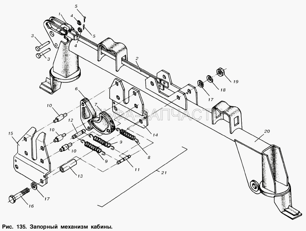 Запорный механизм кабины (5336-5001609-01 Рукоятка) 