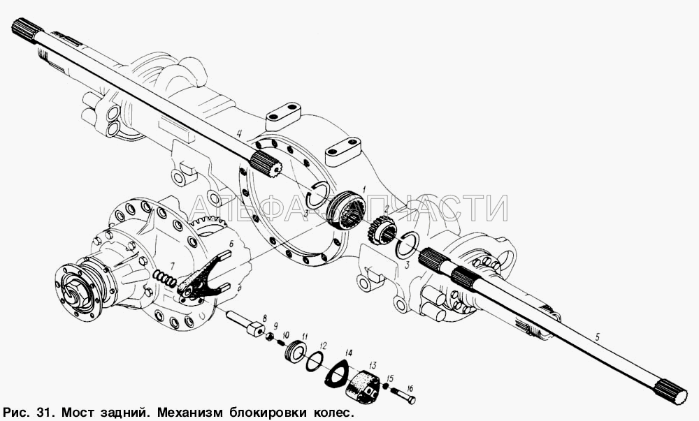 Мост задний. Механизм блокировки колес (54326-2409032 Вилка) 