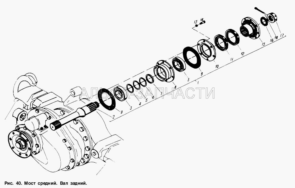 Мост средний. Вал задний (5336-2402052 Манжета 2,2-85х110-3) 