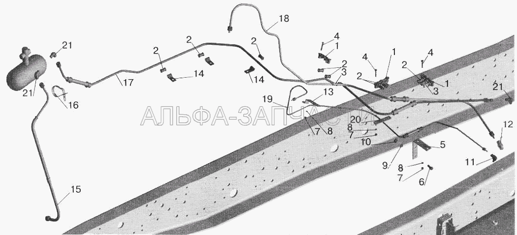 Установка топливопроводов МАЗ-555102 (с подогревателем) (5551-1104012 Хомут) 