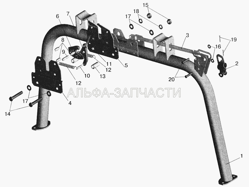 Запорный механизм кабины МАЗ-551605, 551603 (5336-5001624 Тяга привода) 