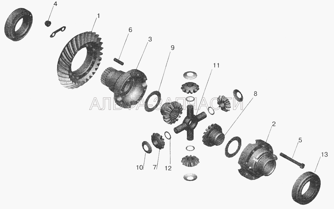 Редуктор среднего моста. Дифференциал  