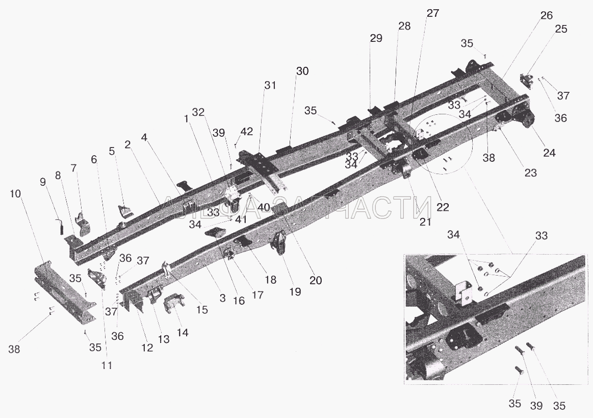 Рама 555102 (5434-2913444 Кронштейн задней дополнительной рессоры) 