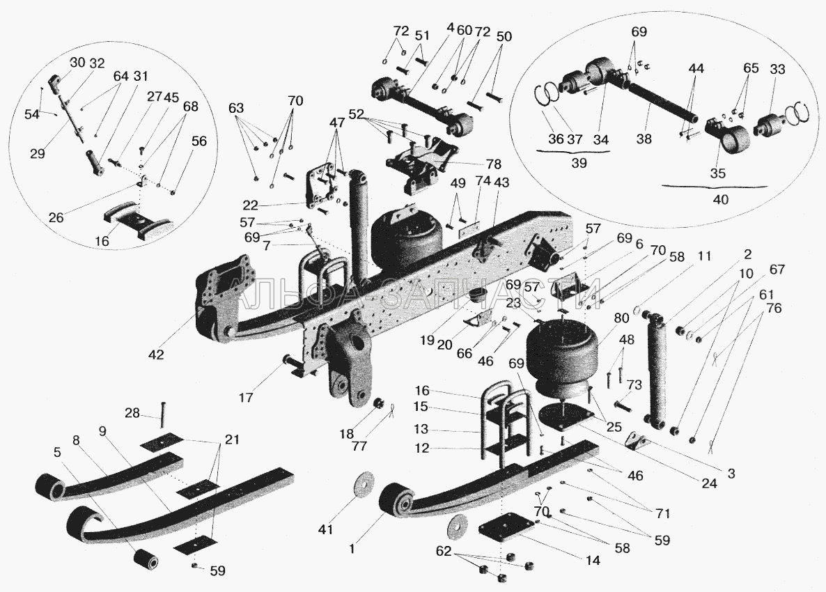 Подвеска задняя пневматическая 54327-2900002-20 (250462 Гайка М4-6Н) 