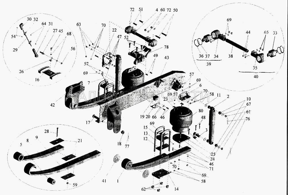 Подвеска задняя пневматическая (54327-2912479 Гайка М30х2-6Н) 