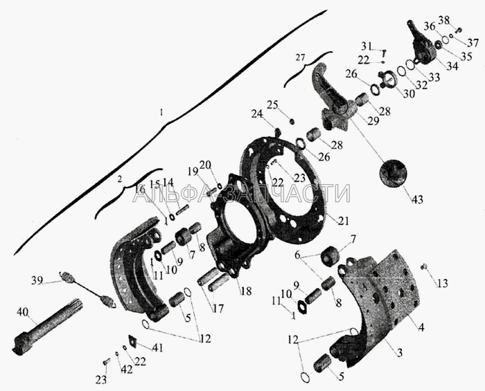 Тормозной механизм передних колес (6430-3501110 Кулак правый) 