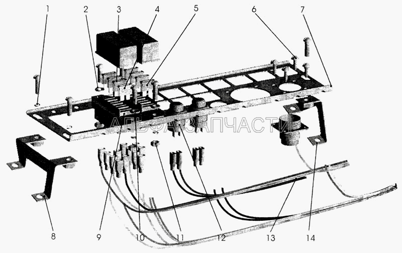 Панель реле и предохранителей автомобиля МАЗ-544008/643008  