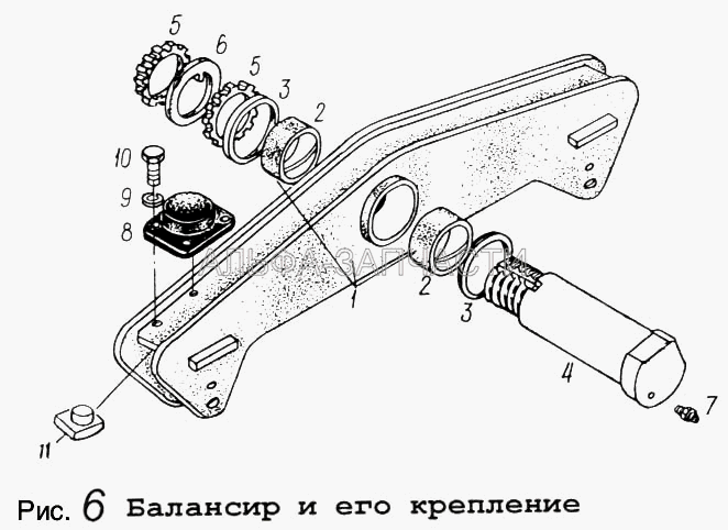 Балансир и его крепление (252039 Шайба 10) 