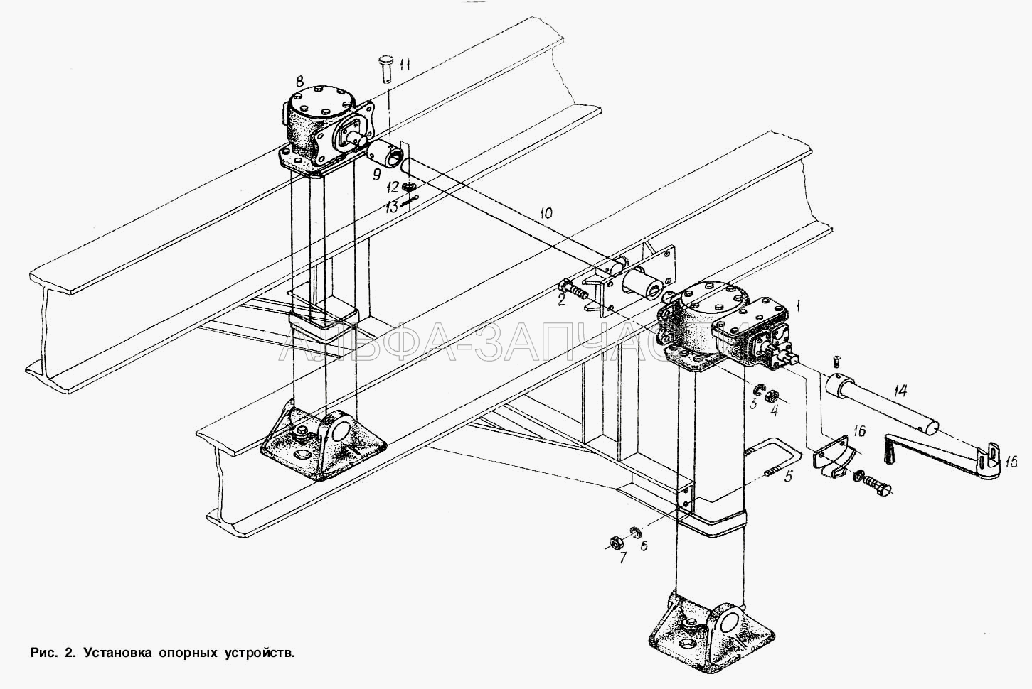 Установка опорных устройств (202123 Болт М16-6gх50) 