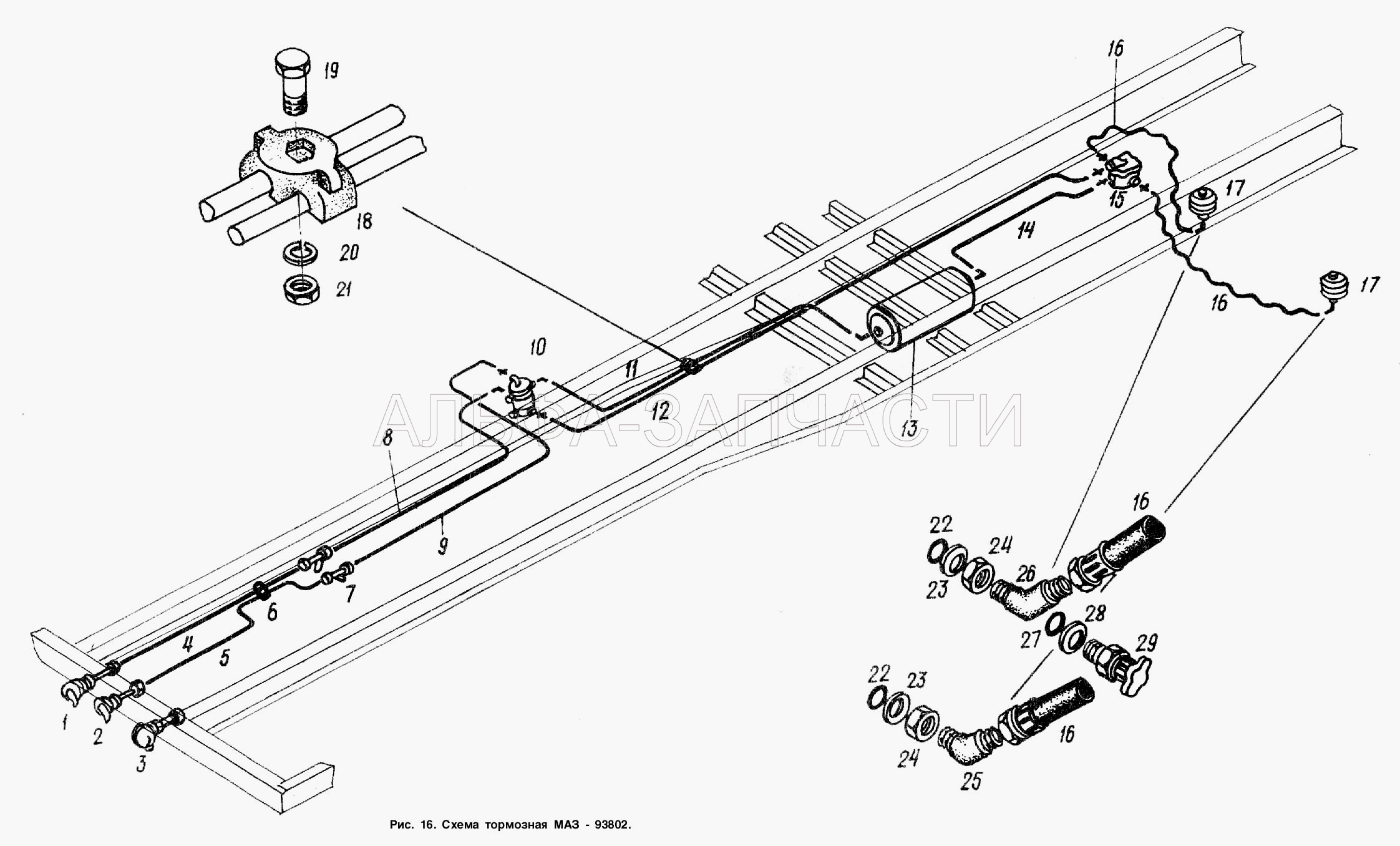 Схема тормозная МАЗ-93802  