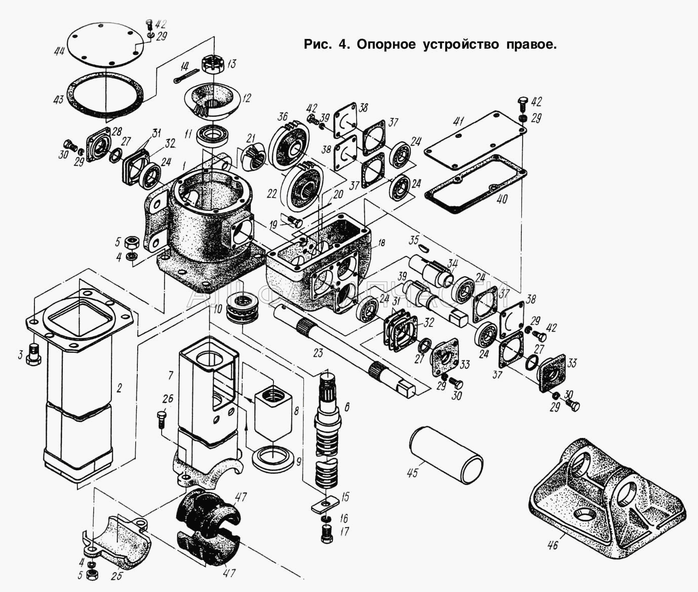 Опорное устройство правое (5205-2723112 Винт) 