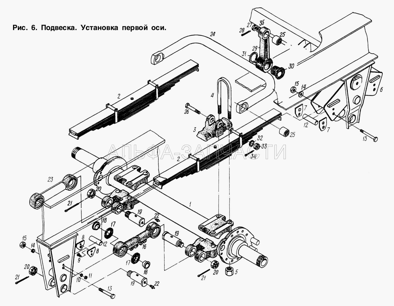 Подвеска. Установка первой оси (200-2912452 Втулка распорная) 