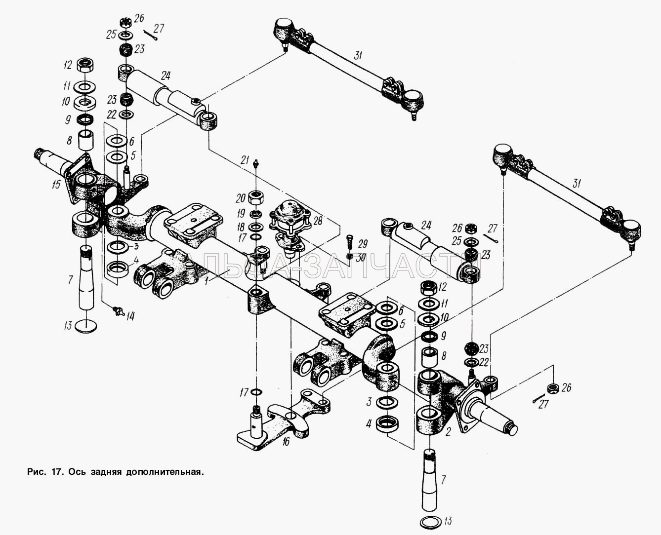 Ось задняя дополнительная (200-3001024 Шайба регулировочная) 