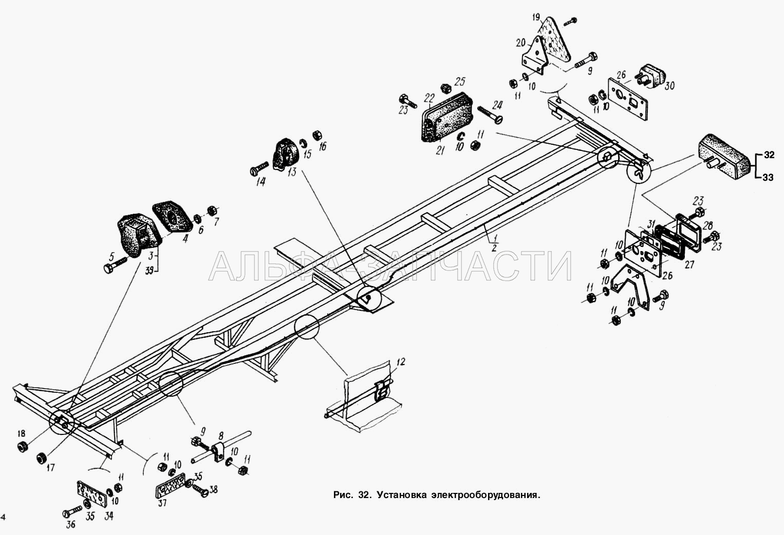 Установка электрооборудования (ФП316-3731000 Световозвращатель) 