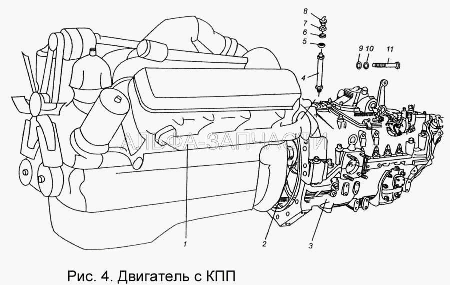 Двигатель с КПП (7511.1000140-06 Двигатель со сцеплением) 