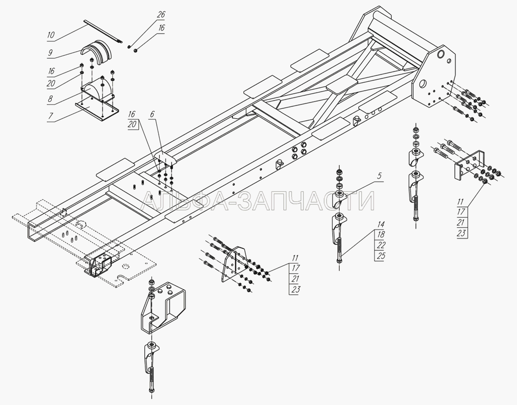 Установка надрамника (1/59823/21 Болт М16х1,5-6gх150) 