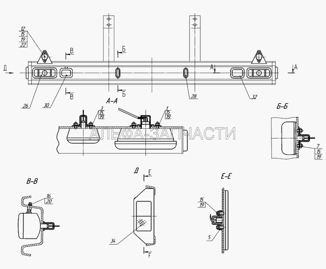 2Э66061-3716010 Установка задних фонарей  