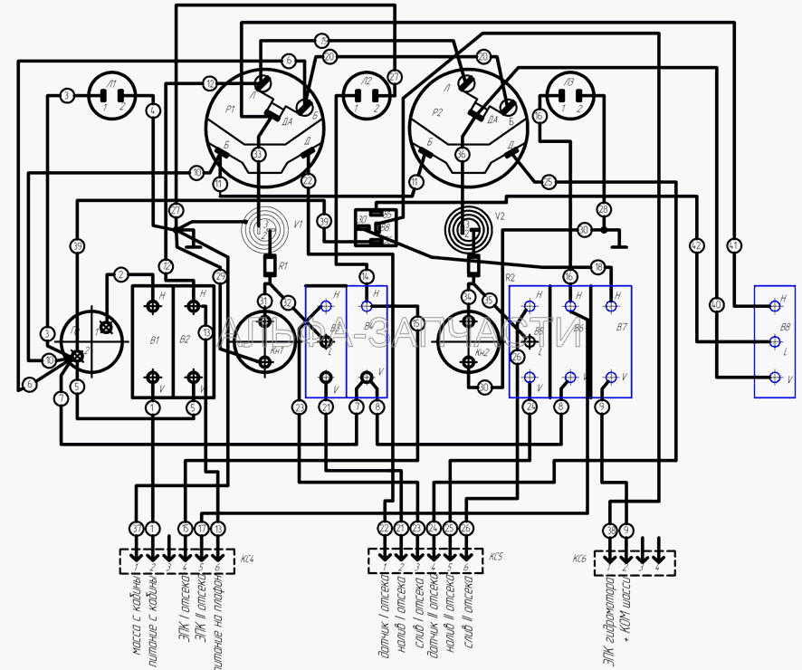 66052-3718425 Э4 Схема электрическая соединений  