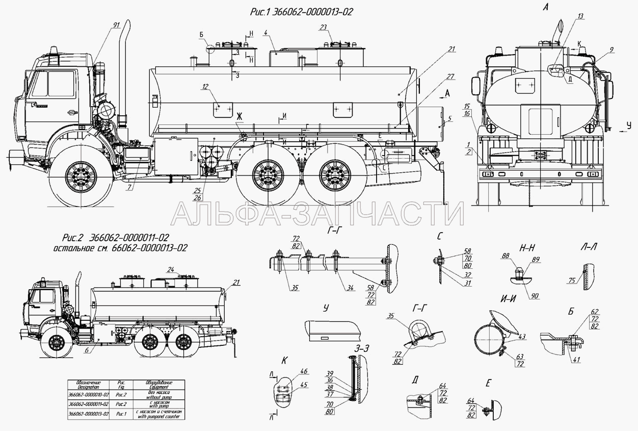 Э66062-0000013-02, Э66062-0000011-02, Э66062-0000010-02 Автоцистерна транспортная  