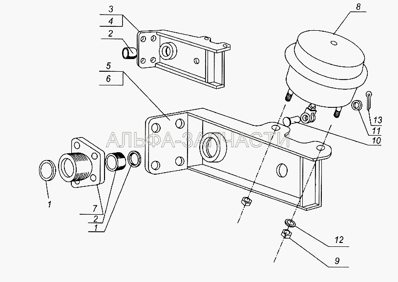 Кронштейн с тормозной камерой, опора разжимного кулака 96741-3502120, 96741-3502121 (1/21641/11 Гайка М16х1,5-6Н) 