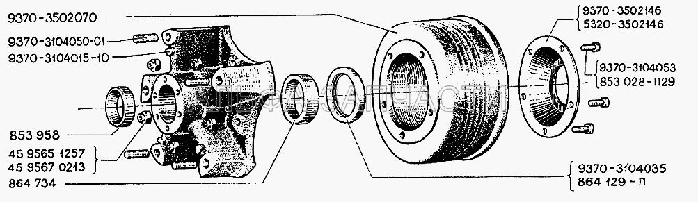 Ступица с тормозным барабаном (853028-П29 Болт) 