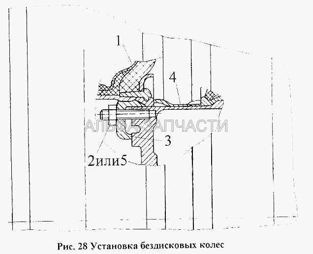 Установка бездисковых колес (5320-3101045 Прижим заднего колеса) 