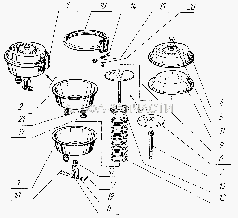 Тормозная камера 96741-3519210 (1/21640/11 Гайка М14х1,5-6Н) 