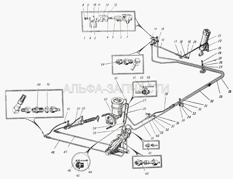 Схема системы рулевого управления (Рис. 89) (375-3405010 Гидроусилитель в сборе) 