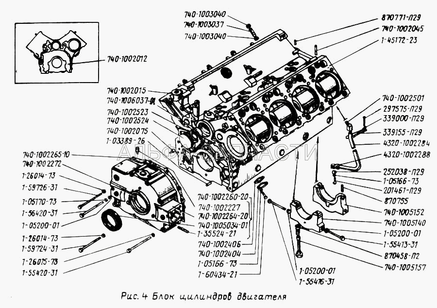 Блок цилиндров двигателя  
