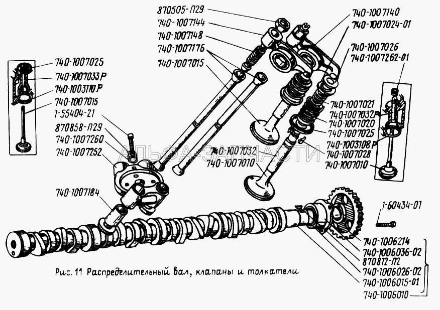 Распределительный вал, клапаны и толкатели  