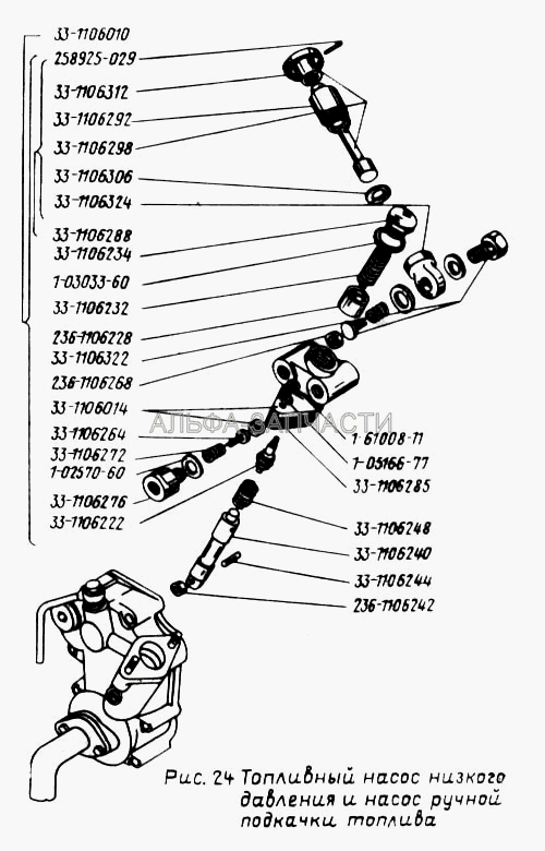 Топливный насос низкого давления и насос ручной подкачки топлива  