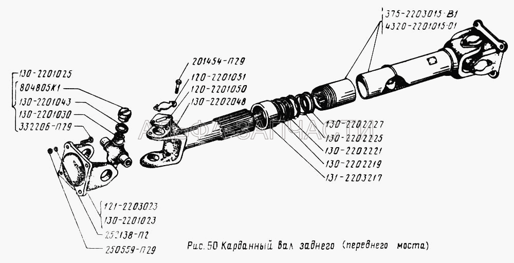 Карданный вал заднего (переднего моста) (252138-П2 Шайба 14 пружинная) 