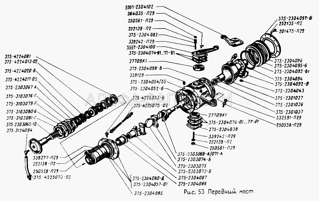 Передний мост (375-4224017-03 Сальник подвода воздуха в сборе) 