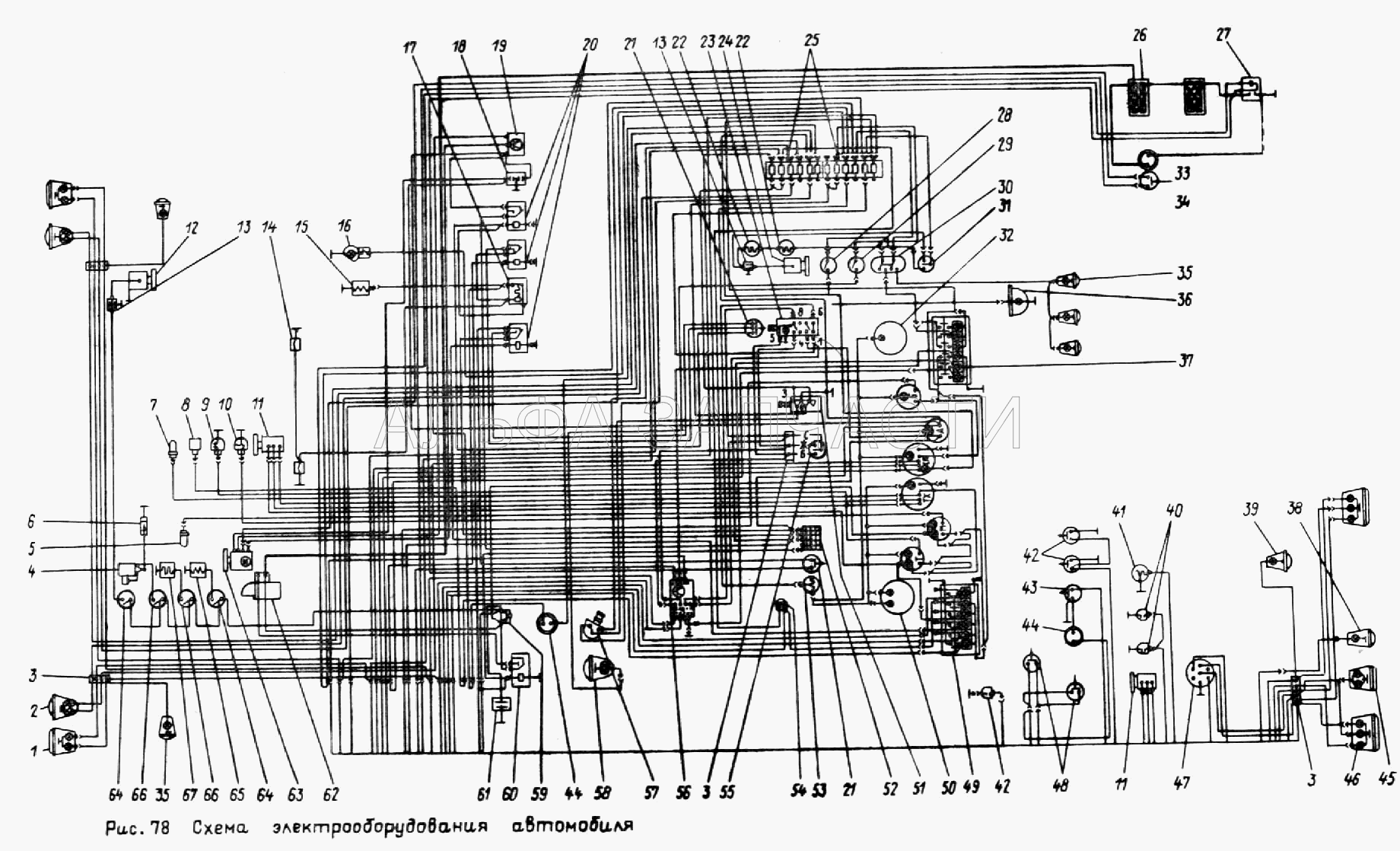 Схема электрооборудования автомобиля (П147-3709000-03.11 Переключатель отопителя кабины) 