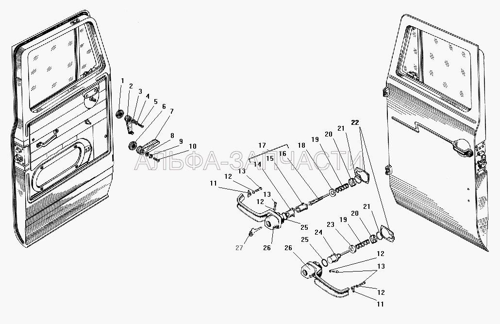 Ручки двери (377-6105083-02 Ручка привода замка) 