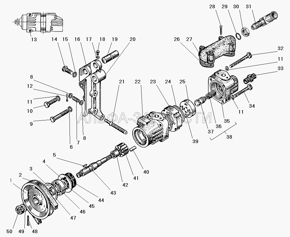 Насос гидроусилителя руля (200323-П29 Болт М10-6gх70) 