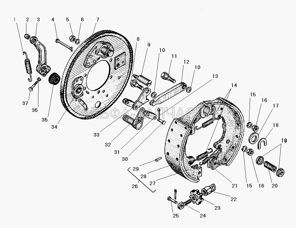 Стояночный тормоз (375-3507020-03 Накладка фрикционная) 