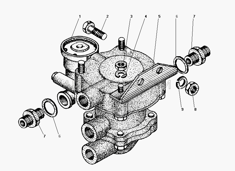 Установка клапана прицепа с клапаном обрыва (201497-П29 Болт М10-6gх25) 