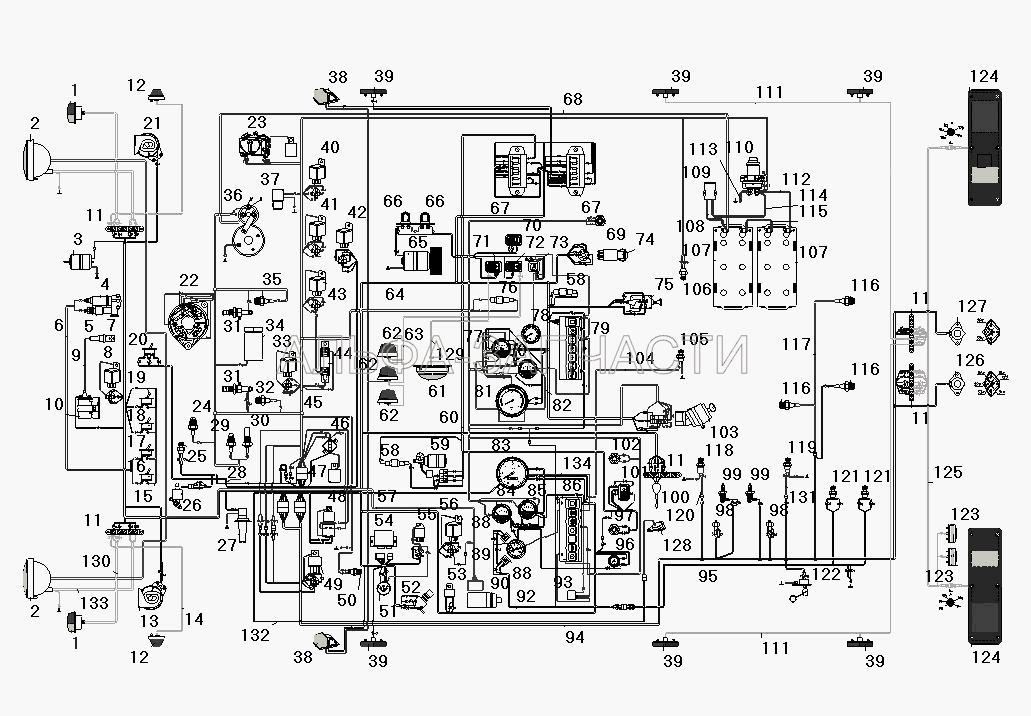 Схема электрооборудования (П147-3709000-03.11 Переключатель отопителя кабины) 