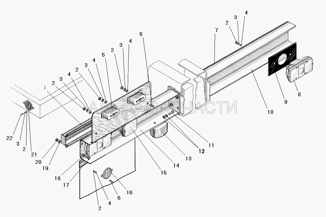 Установка задних осветительных приборов (для МО) (ФП310Е-3731000-01 Световозвращатель) 