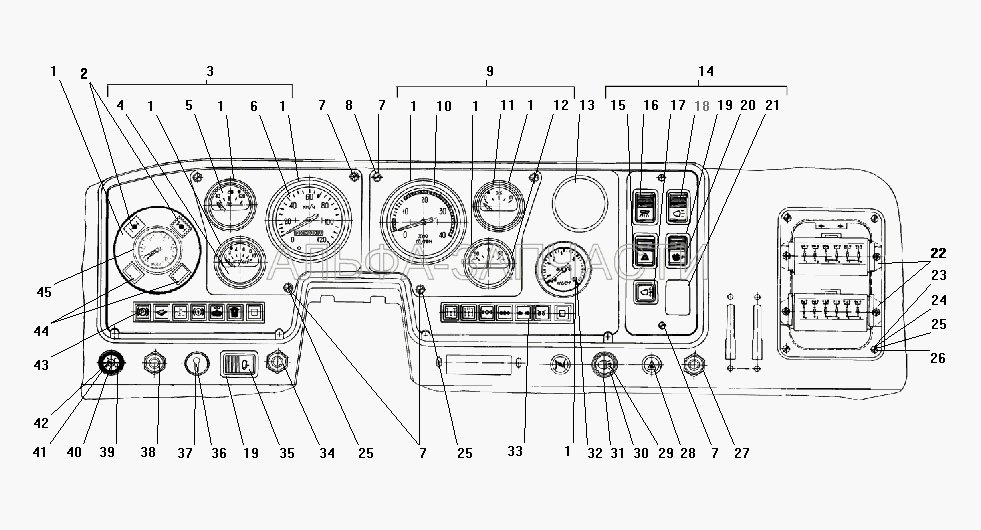 Панель приборов (для МО) (АП171А-3811010 Указатель тока) 