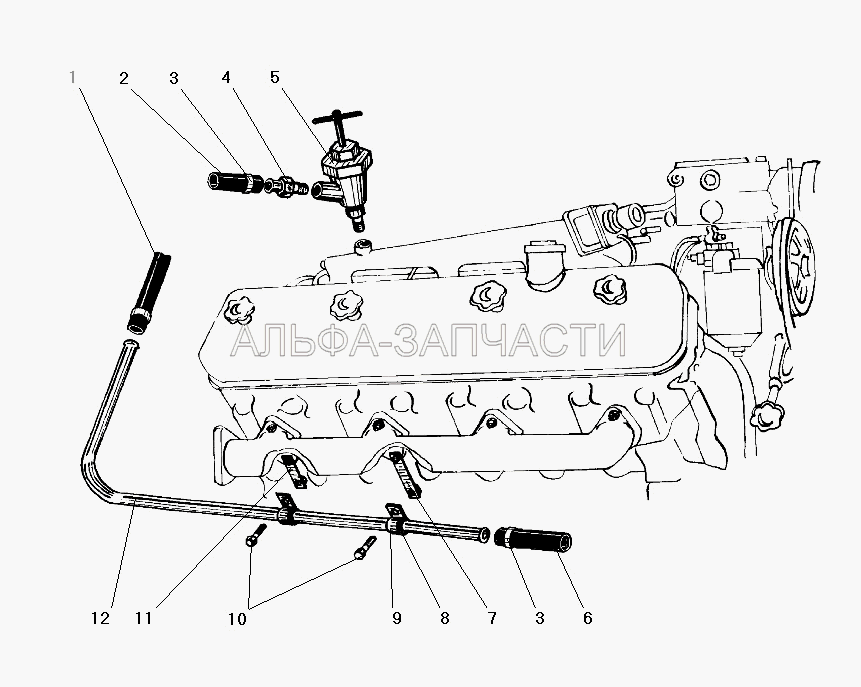 Трубопроводы системы отопления кабины (201416-П29 Болт М6-6gх12) 