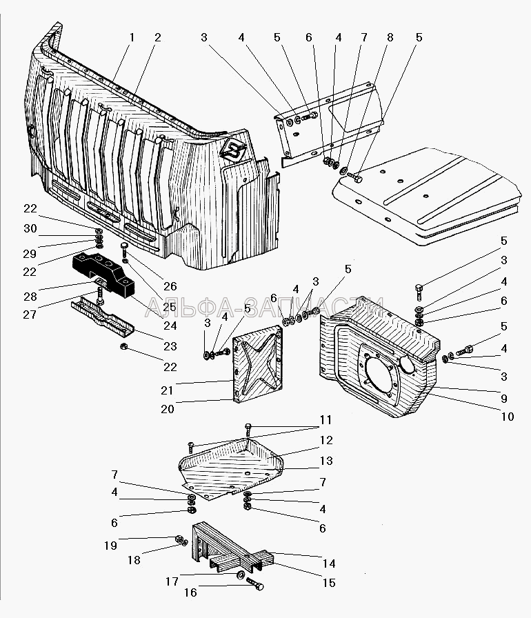 Облицовка радиатора (201458-П29 Болт М8-6gх25) 
