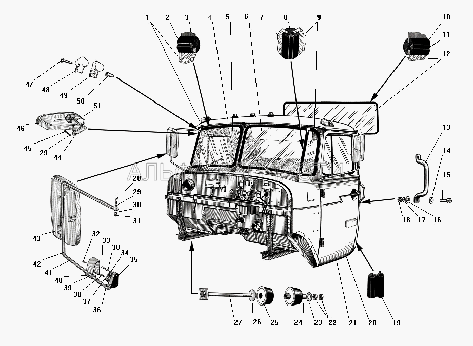 Кабина в сборе (252005-П29 Шайба 8) 