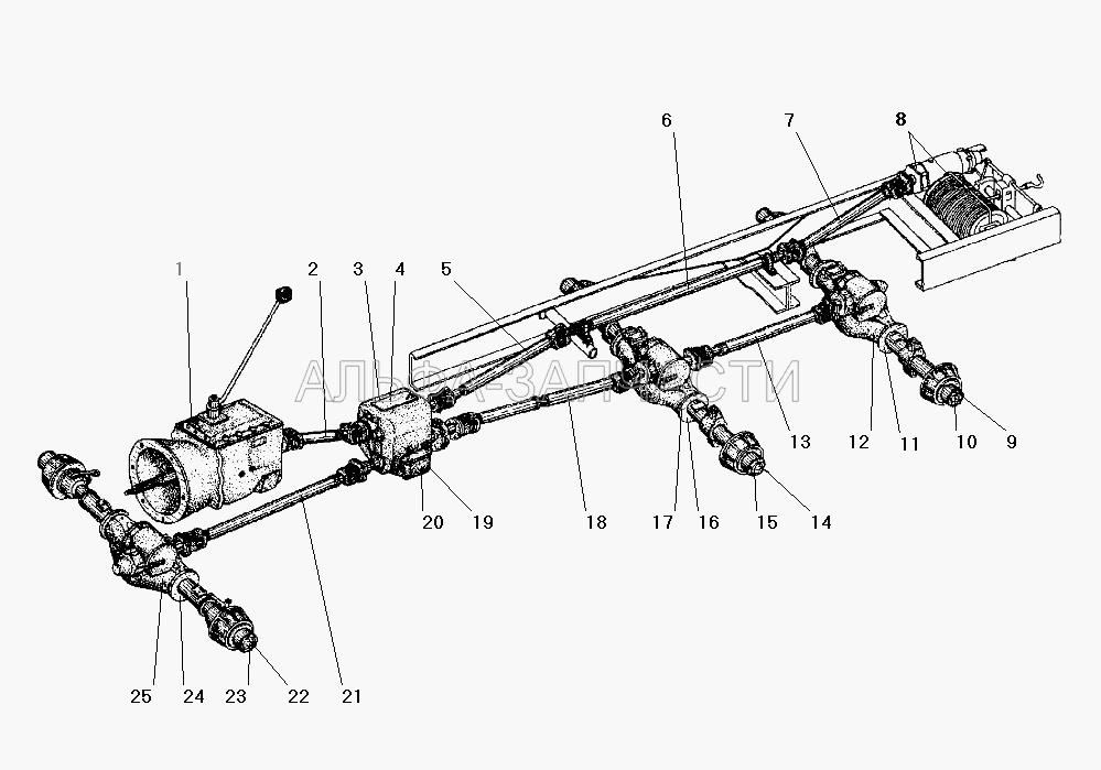 Карданная передача (4320-2302010-10 Редуктор переднего моста в сборе) 